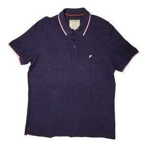 Racing Green British Style Short Sleeve Polo Shirt Mens XL Navy Blue Pink Trim